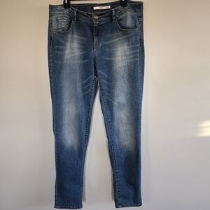 Bongo Sz 13 Medium Wash Blue Denim Skinny Jeans Stretch With Distressed Pockets